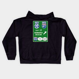 New York Thruway Northbound Exit 17: Newburgh Beacon Route I-84 Kids Hoodie